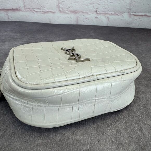 Yves Saint Laurent White Croc-Embossed Leather Blogger Crossbody Bag - Picture 4 of 12